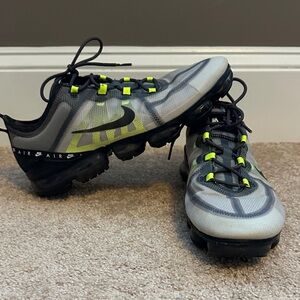 Nike Men’s VaporMax 2019 Sneakers - Gray and Black with Neon Accents